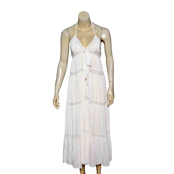 Free People Lorelai Maxi Top XS 2 Women's Casual Halter Flowy Ivory NEW 45158 - Picture 3 of 5
